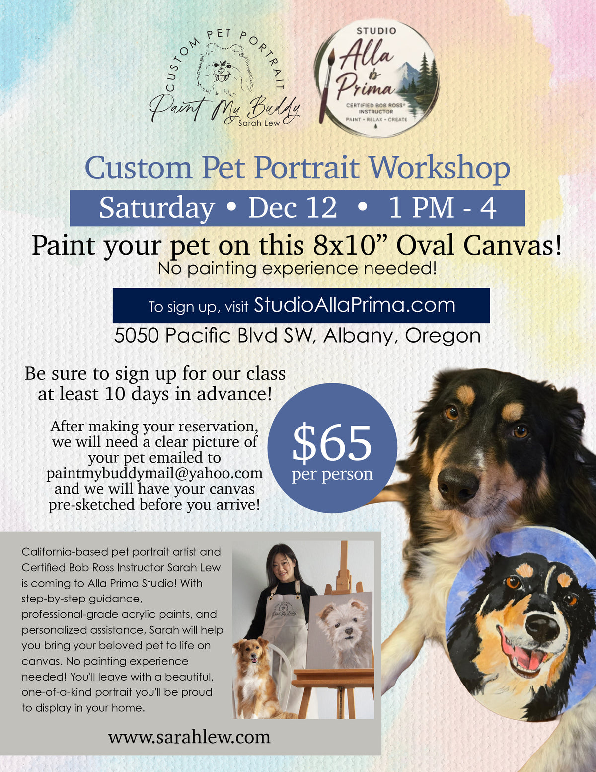 Paint Your Pet-Acrylic-Saturday, Dec 12, 1-4pm
