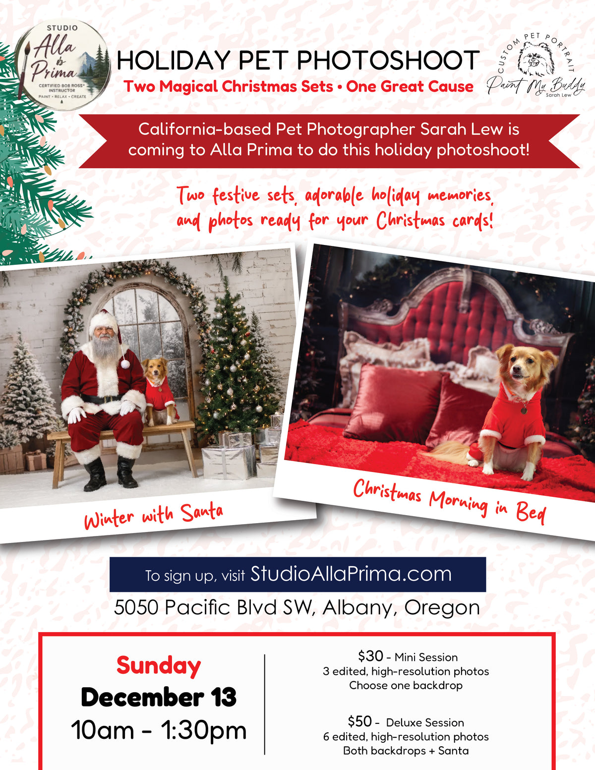 Holiday Pet Photoshoot! Sunday, Dec 13, 10am-1:30pm